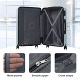 6 Piece Lightweight Hardshell Luggage Set With Double Spinner Wheels, Password Lock