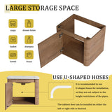 Wall Mounted Bathroom Vanity With Sink, Storage Shelves & Soft Close Door
