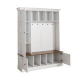 Hall Tree With Shoe Storage Bench, Entryway Coat Rack With 5 Hooks