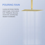 16" Square Rainfall Shower Head Fixed Wall Mount With Full Body Coverage & Self Cleaning Silicone Nozzles