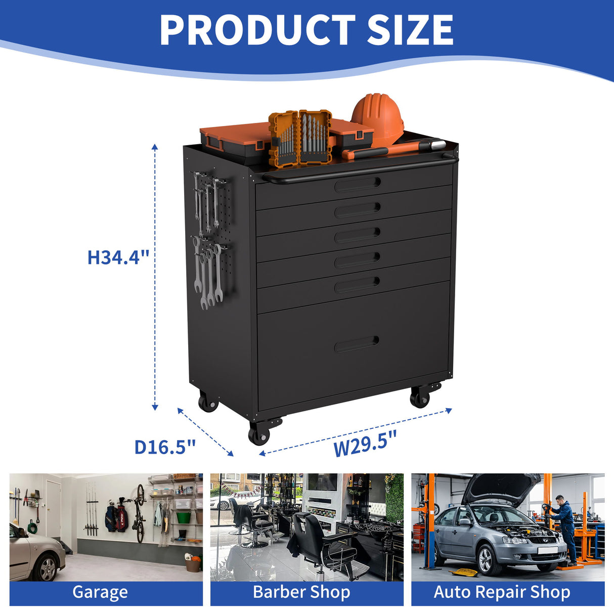 Rolling Tool Cabinet Heavy Duty Garage Storage With Lockable Doors