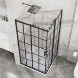 Corner Shower Door, Shower Enclosure With Dual Sliding Doors - Matte Black