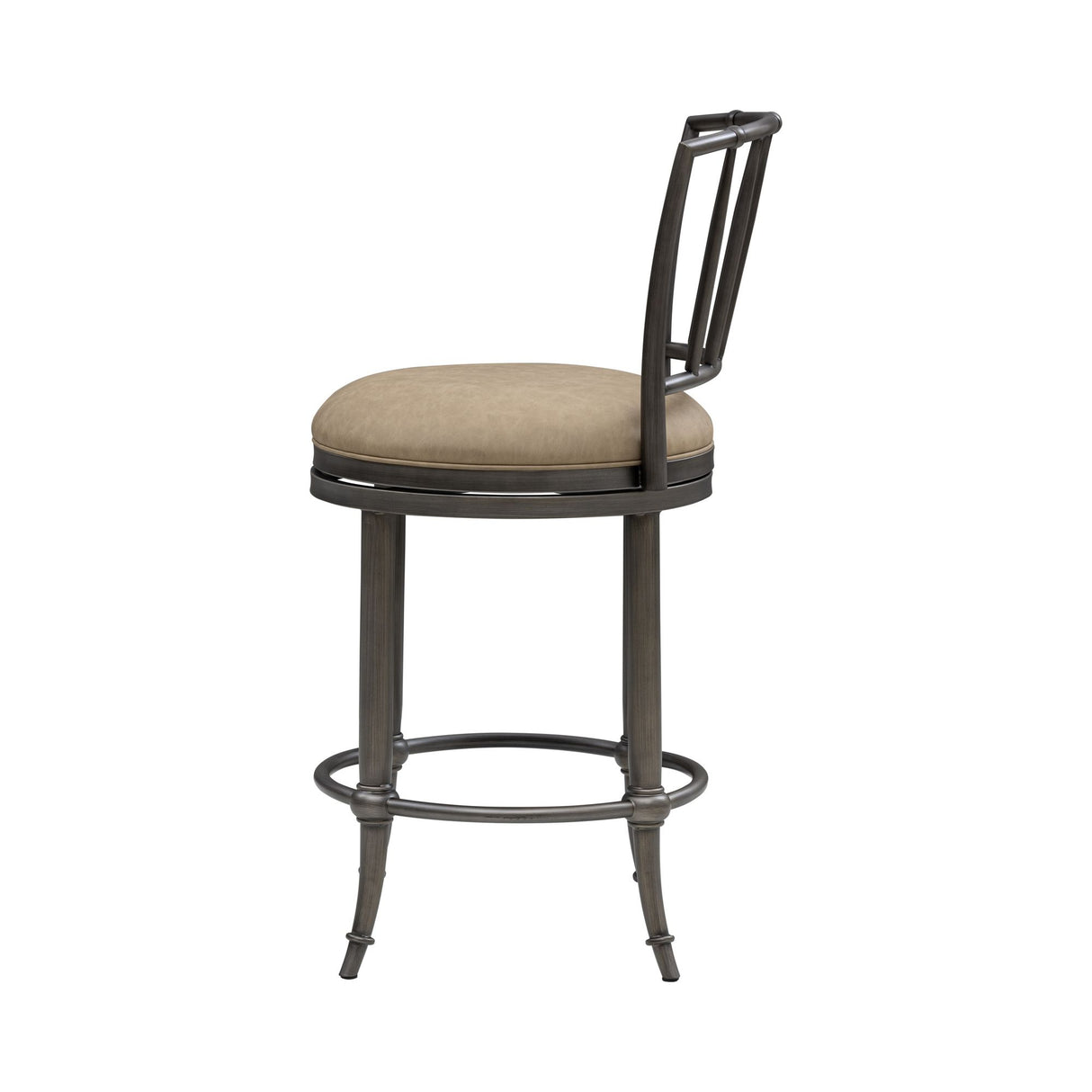 Vince - Commercial Grade Steel Frame Faux Leather Upholstered Swivel Counter Height Barstool