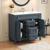 Bathroom Vanity With Top Sink, Cabinet With 2 Soft Closing Doors And Drawers