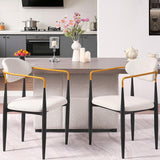 Modern Upholstered Dining Chair With Accented Armrests (Set of 2)