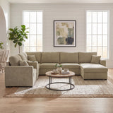 Modular 5 Seat U-Shape Sectional Sofa With Chaise Lounge, Built In Cup Holders And Storage Drawer