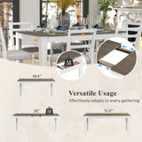 7 Piece Dining Set With Extendable Table, 2 Drawers & 6 Upholstered Chairs