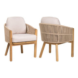 Grotta - Outdoor Dining Arm Chair (Set of 2) - Teak / Beige