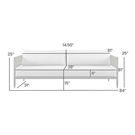 Alegria - Aluminum And Rope Outdoor Sofa - Black / Gray