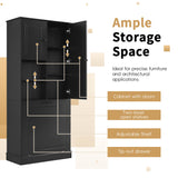 Modern Tall Storage Cabinet With Adjustable Shelves, Flip-Out Basket & Enclosed Doors