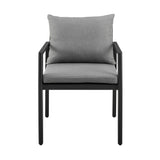 Cayman - Outdoor Patio Dining Chairs With Arms In Aluminum With Gray Cushions - (Set Of 2)