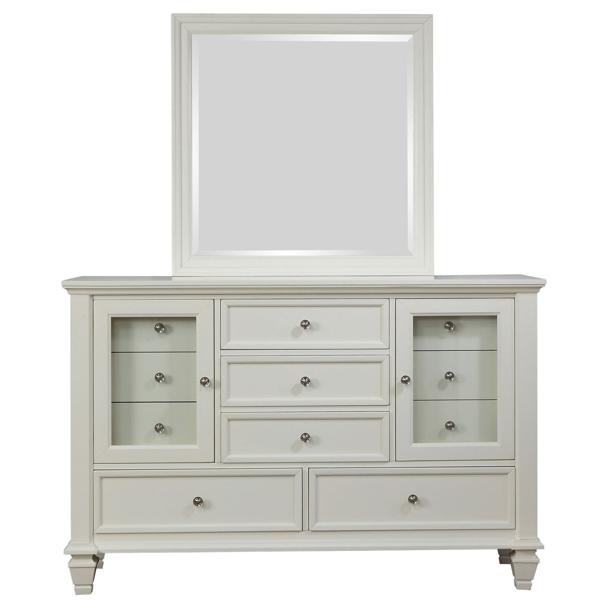 Dennis - 11 Drawer Dresser With Mirror - Cream White