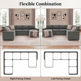 U - Shaped Convertible Sectional Sofa Bed With Storage, USB Charger & Cup Holders