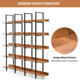 Vintage Industrial 5 Tier Open Bookcase
