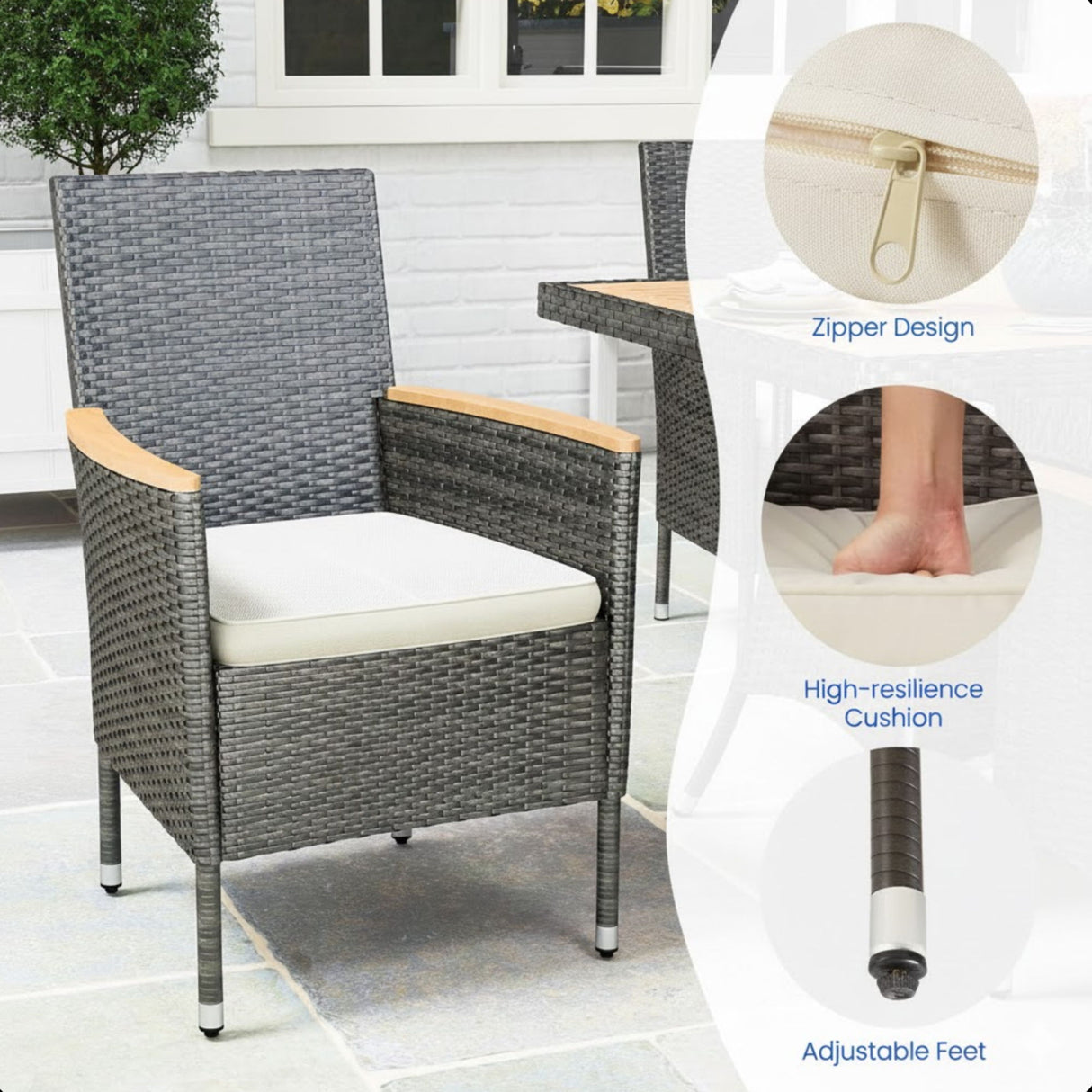4 Piece All-Weather Patio Dining Chair Set