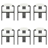 Jazmin - Curved Back Wood Dining Chair With Boucle Fabric Seat Set