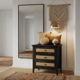 Nightstand With 3 Drawers, Tall End Table - Brown