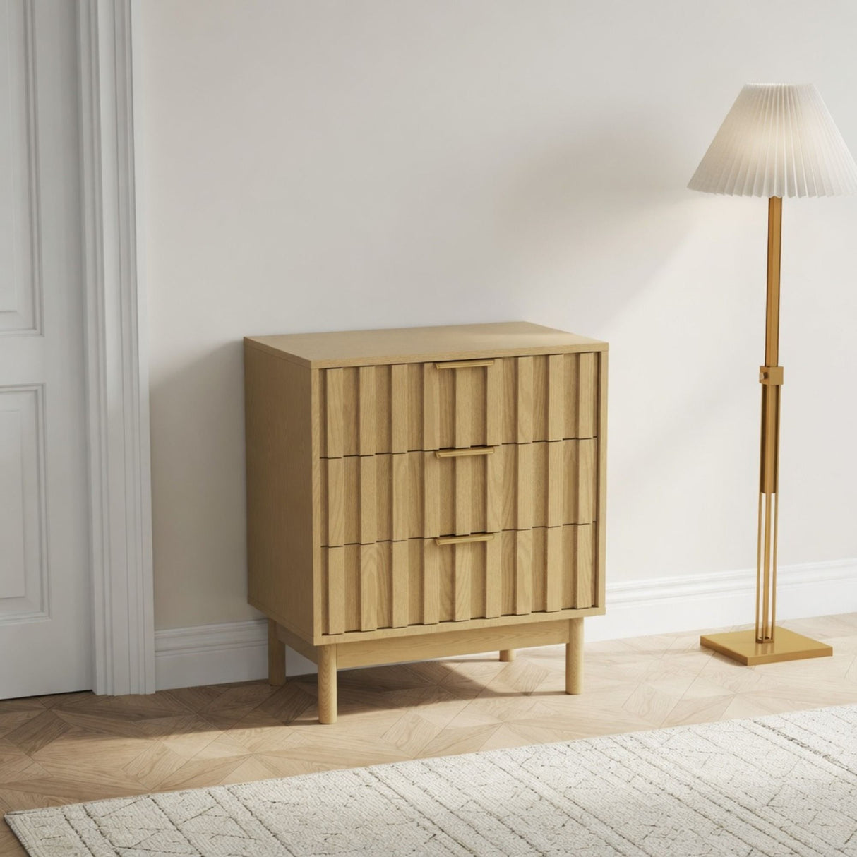 Fluted 3 Drawer Dresser