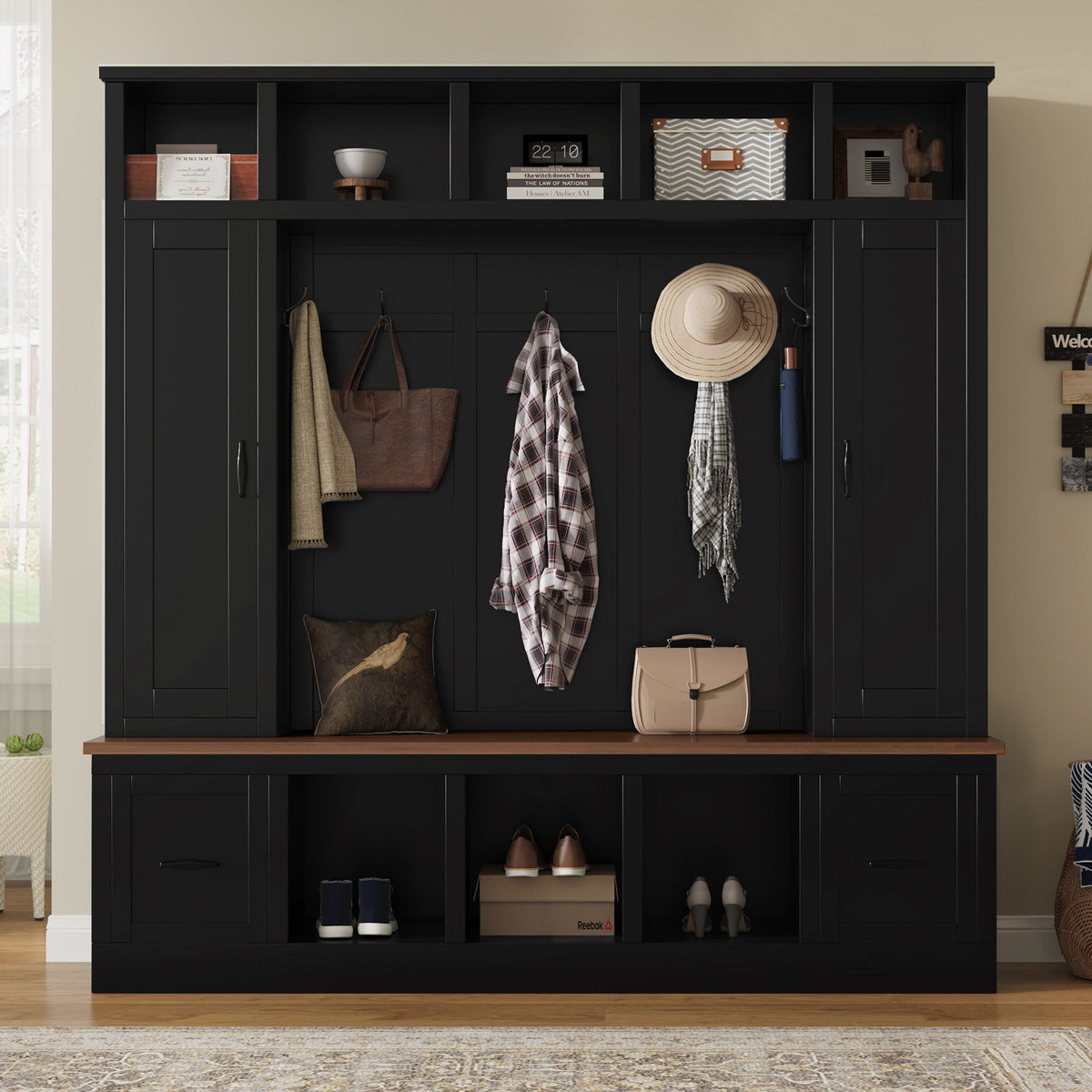 Hall Tree With Storage Bench, Entryway Coat Rack With Hooks