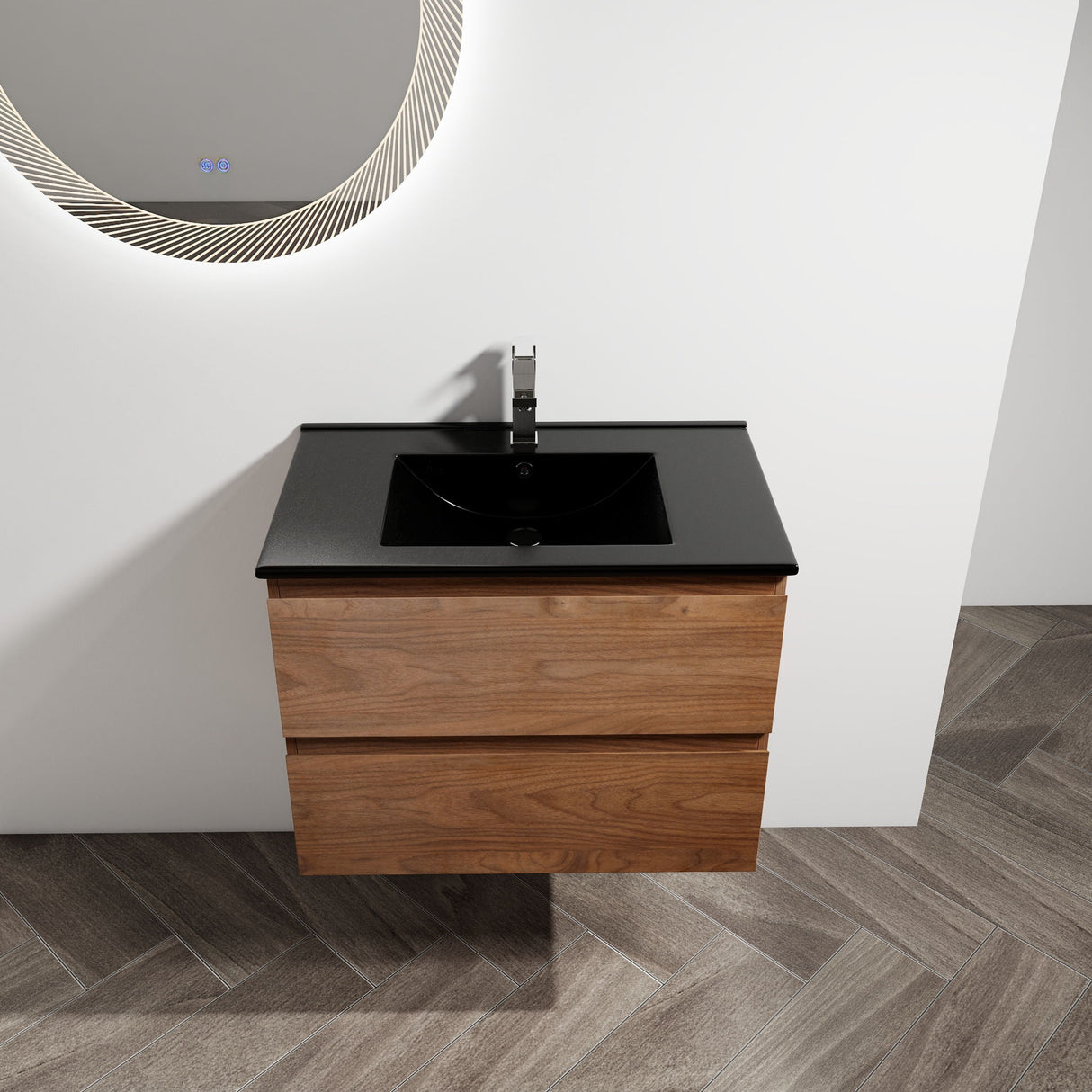 Wall Mounted Bathroom Vanity With Sink, 2 Soft Close Drawers