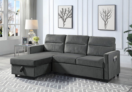 Ivy - Velvet Reversible Sleeper Sectional Sofa With Storage Chaise And Side Pocket - Sleeper Sectionals - Alpine Outlets