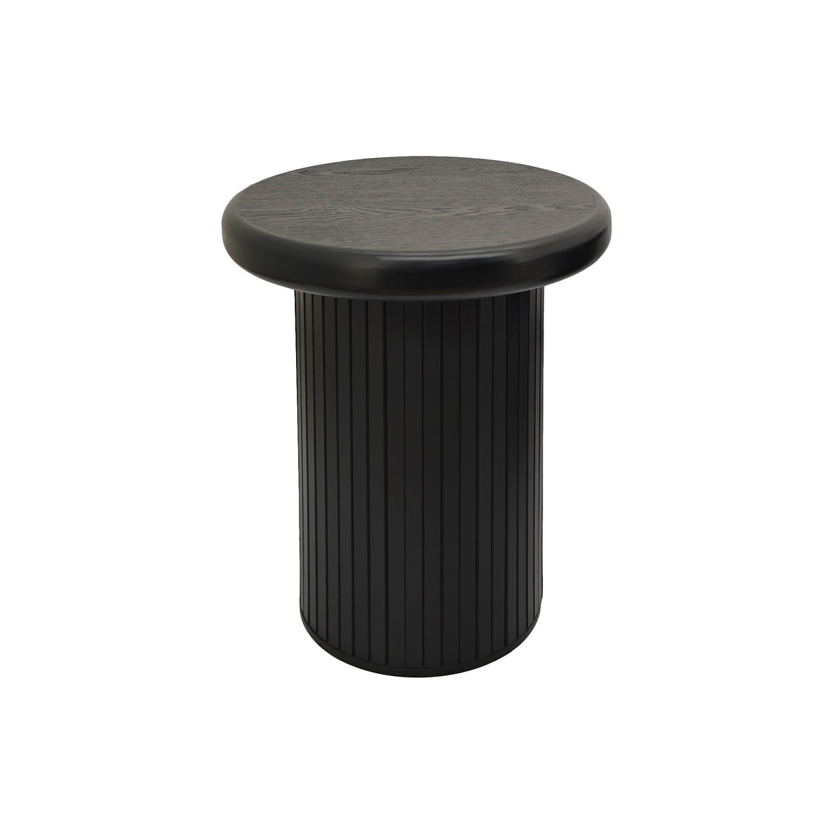 Fluted Cylinder Side Tables, Round End Tables For Living Room (Set of 2) - Black