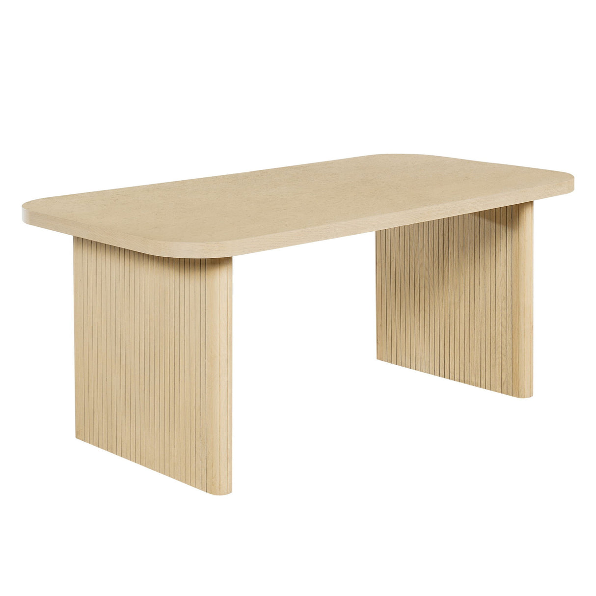5 Piece Indoor Dining Set With Fluted Table & Chairs - Khaki / Light Oak / Natural