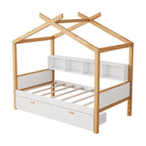 House Bed With Bookshelf Storage