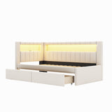 Upholstered Platform Bed With USB Ports And LED Belt