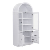 Tall Arched Top Storage Cabinet With 5 Tier Shelves, Soft Close Hinges