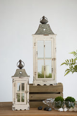 Wooden Candle Lantern Decorative, Hurricane Lantern Holder Decor For Indoor Outdoor, Home Garden - Ivory - Lanterns - Alpine Outlets