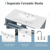 Bathroom Vanity With Sink, 3 Drawers & Cabinet With Adjustable Shelves