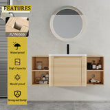 Wall Mounted Bathroom Vanity With Sink, Storage Shelves & Soft Close Door