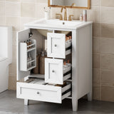 Modern Bathroom Vanity With Sink, Freestanding Cabinet With Drawers And Shelves
