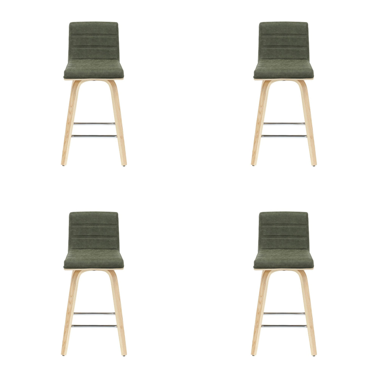 Vienna - 35.5" Swivel Counter Height Square Back Wood Bar Stool With Faux Leather Seat