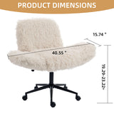 Swivel Chair With Adjustable Armrests And Wheels For Home Office - Beige