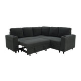 Upholstered L - Shape Sectional Sofa Bed With Pull Out Sleeper And Storage