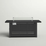 Propane Fire Pit Table Outdoor Heater Steel Construction with Lid 42x24in Black