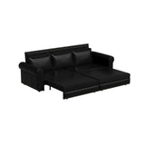 3 In 1 Convertible Sleeper Sofa With Nailhead Trim & Rolled Arm