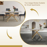 Modern Expandable Dining Table With Retractable Leaf With Chairs