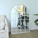 Handmade Arched Mirror, Windows Design For Entryway - White