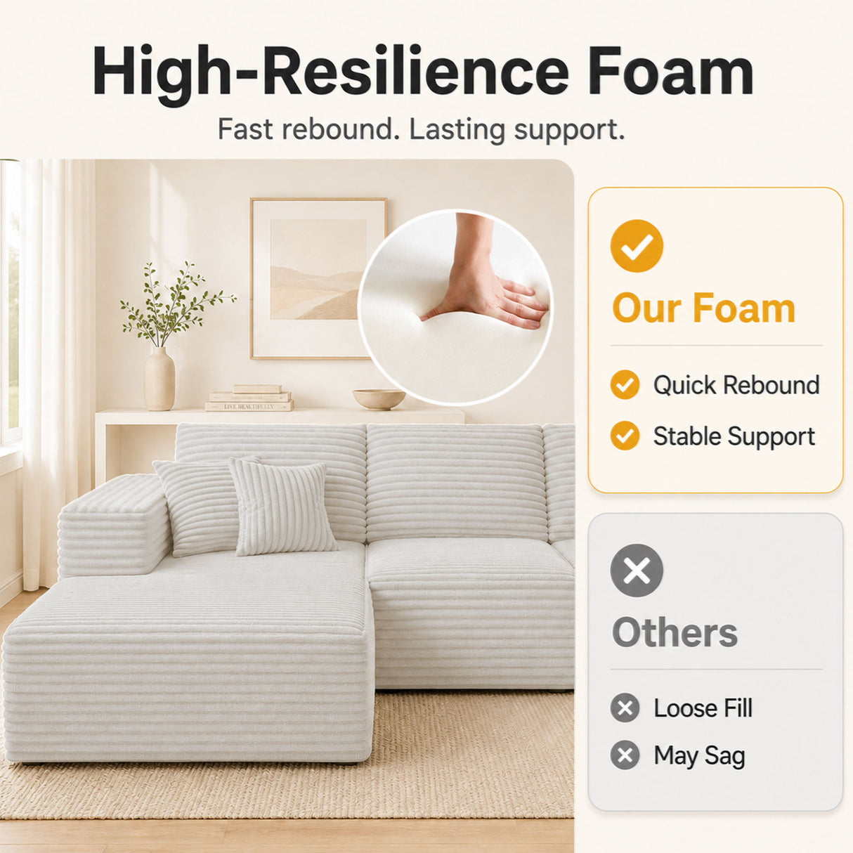 Modern L-Shaped Sectional Sofa With Left Facing Chaise