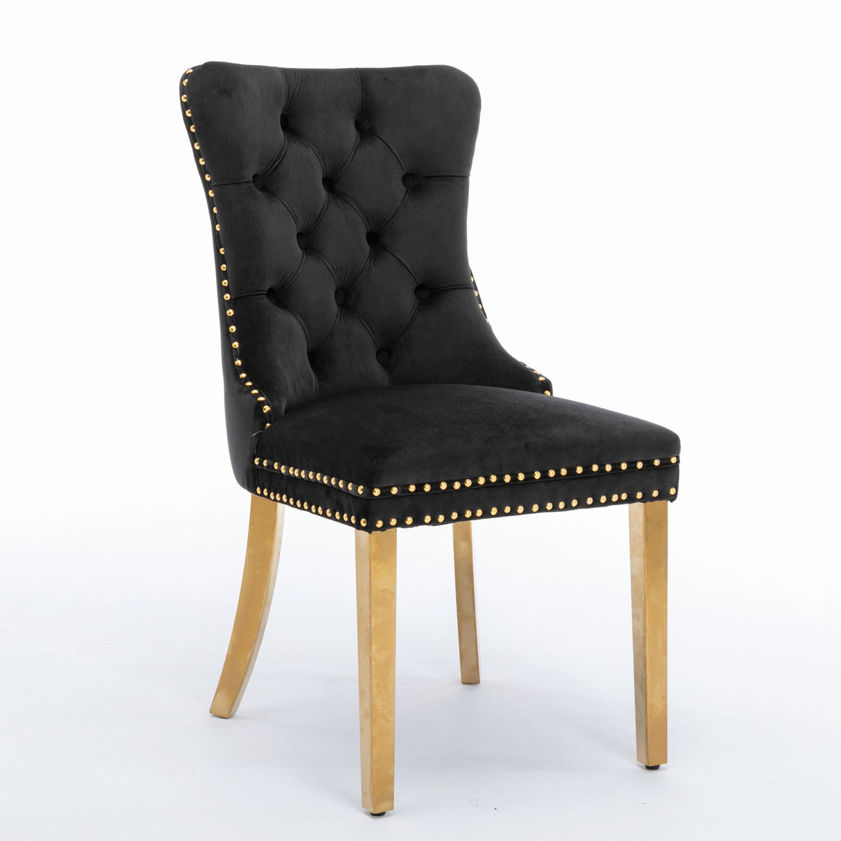 Nikki - Modern, High-End Tufted Solid Wood Contemporary Velvet Upholstered Dining Chair With Golden Stainless Steel Plating Legs, Nailhead Trim (Set of 2) - Chair Sets - Alpine Outlets
