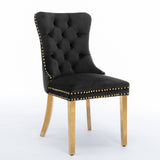 Nikki - Modern, High-End Tufted Solid Wood Contemporary Velvet Upholstered Dining Chair With Golden Stainless Steel Plating Legs, Nailhead Trim (Set of 2) - Chair Sets - Alpine Outlets