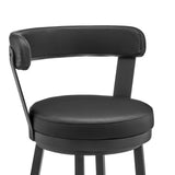 Bryant - 26" Counter Height Swivel Bar Stool - Black Finish And Black Faux Leather