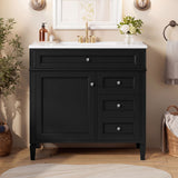Bathroom Vanity With Sink, Rectangular Storage Cabinet & 2 Drawers And Tip Out Drawer