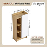 24" Bathroom Vanity With Sink & Side Cabinet, Vanity Set With Thin Edge Sink & Interchangeable Door Panels, Bathroom Storage - Black / Light Oak / White