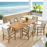 7-Piece Extendable Outdoor Teak and Rope Dining Set with Armchairs – Natural Finish - Outdoor - Alpine Outlets