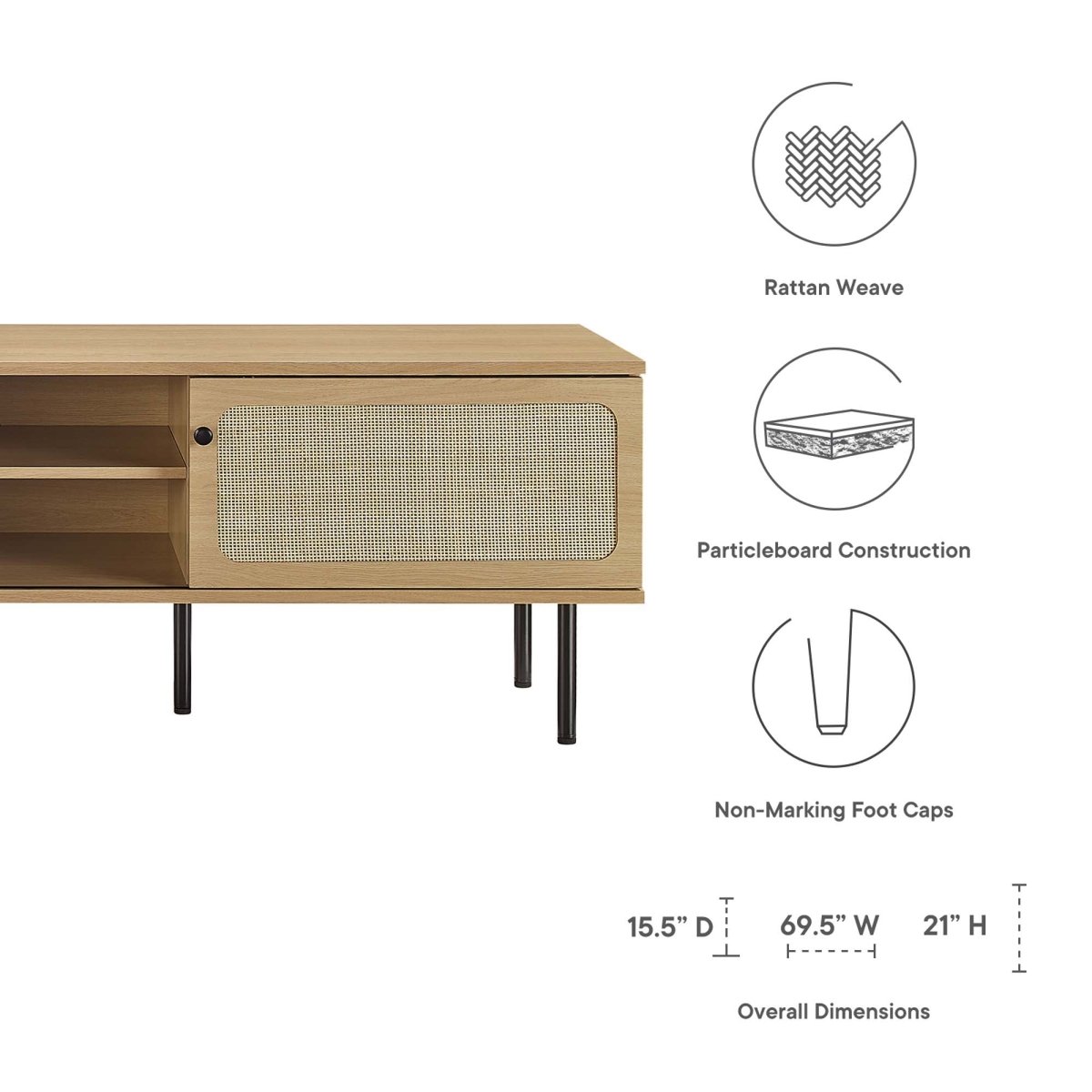 70 Inch Modern Rattan Sliding Door TV Stand - TV Stands available at Alpine Outlets in Denver