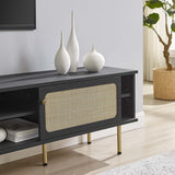 70 Inch Modern Rattan Sliding Door TV Stand - TV Stands available at Alpine Outlets in Denver